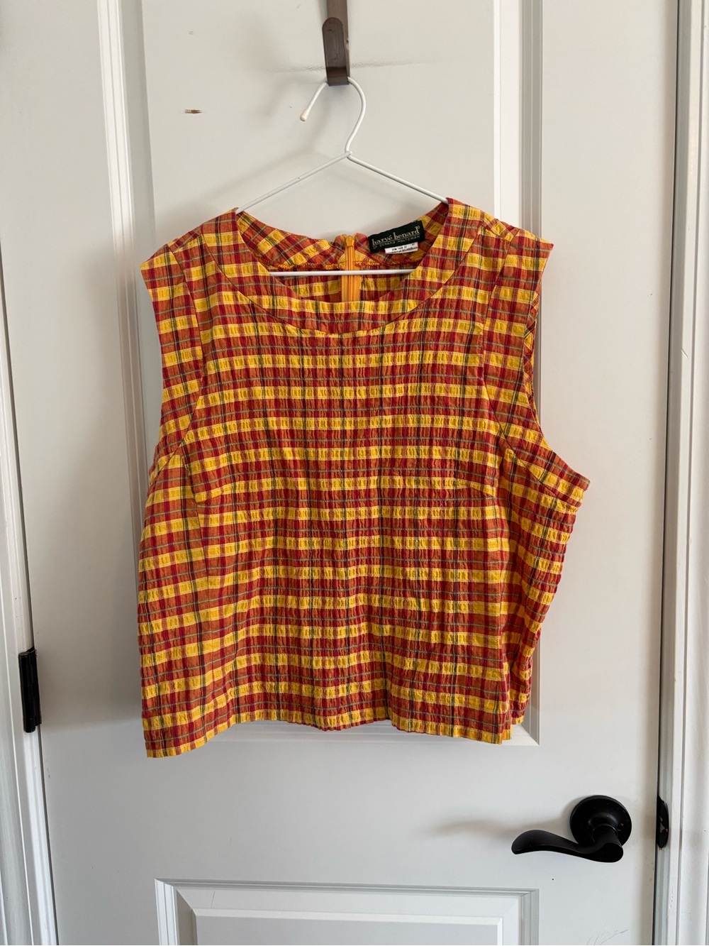 Yellow-Red Plaid Sleeveless Top
